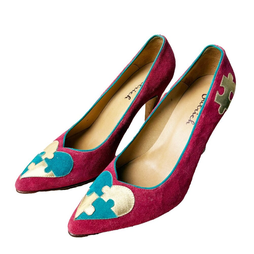 BUTRICH shoes pointed toe shoes, heart heels shoes, whimsical shoes